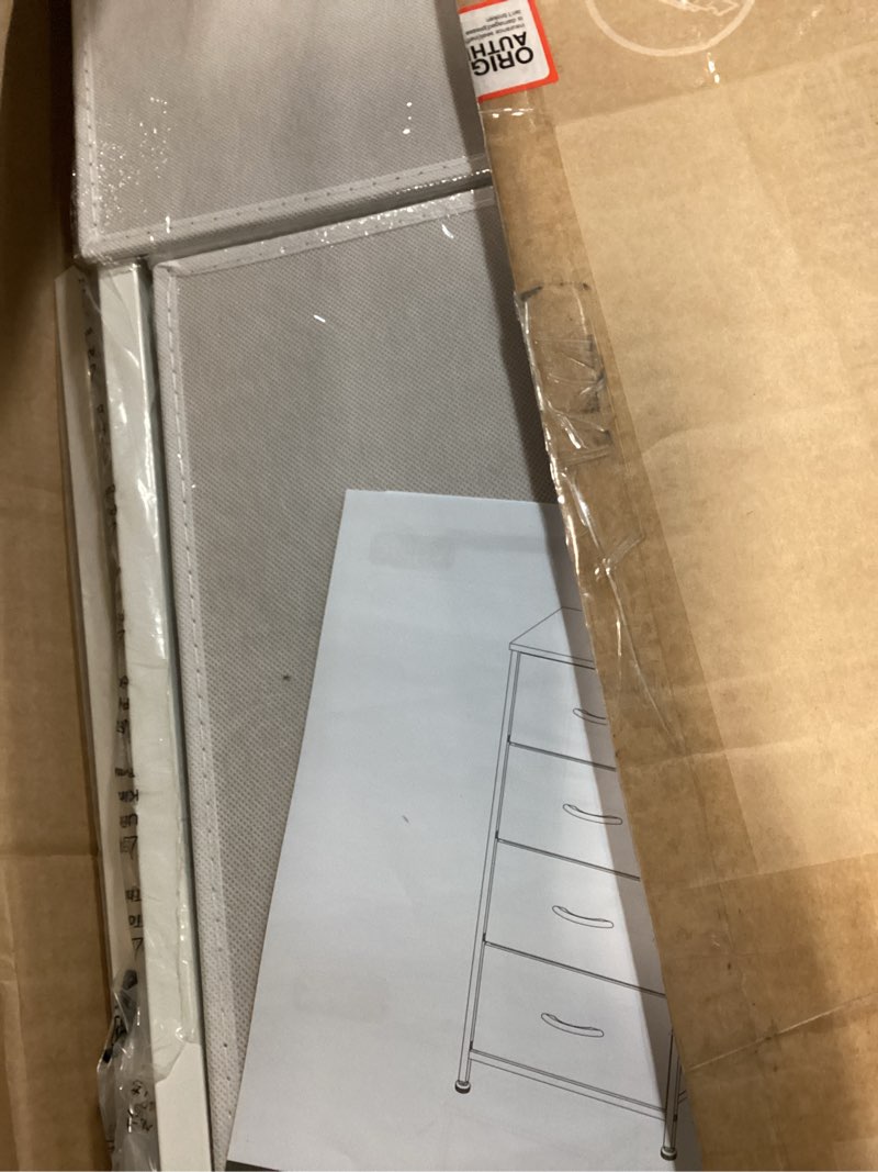 Condition photo showing Good Condition for nightstand, 4 drawer dresser end table bedside furniture with wooden top steel frame fabric bins for bedroom, closet, entryway, dorm, living room, white white 11.8"d x 17.7"w x 37.4"h (4 drawers)