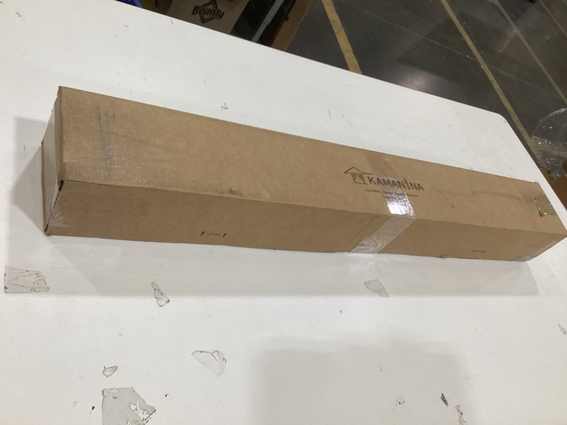 Condition photo showing New/Like New for kamanina 1 inch double curtain rods 66 to 120 inches (5.5-10 feet), heavy duty adjustable double curtain rod for windows, black drapery rods with end caps black 66-120"
