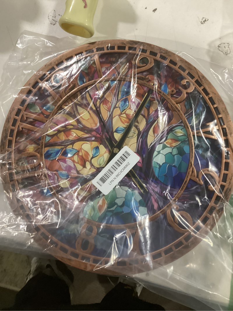 Condition photo showing As Is for Tree of Life Wall Clock 12inch Silent Movement Non-Ticking Clock Precise Timekeeping Wall Clock Suitable for Living Rooms Bedrooms Offices Ideal for Home Decor Gifts Antique Copper