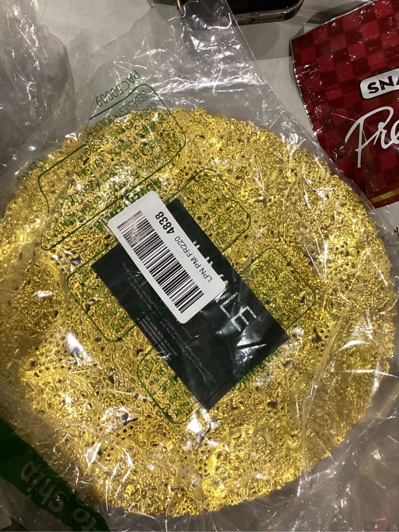 Condition photo showing Good Condition for Juvale 60 Pack 10 Inch Gold Paper Doilies for Dining Table, Round Decorative Medallion Lace Placemats for Wedding