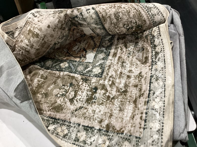 Condition photo showing As Is for 9x12 area rugs for living room rug brown large bedroom rug carpet washable neutral vintage dining room rugs for under table soft comfortable non slip brown multi 9' x 12' (rectangular)