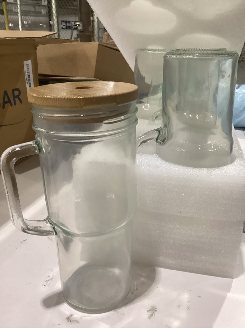 Condition photo showing New/Like New for birity 24oz glass cups with lids and straws,glass tumbler with handle,2 set–reusable glass ice coffee cups with lid and straw for smoothies,tea,juice,boba cup for cold & hot drinks,travel cup 2-pack car cup