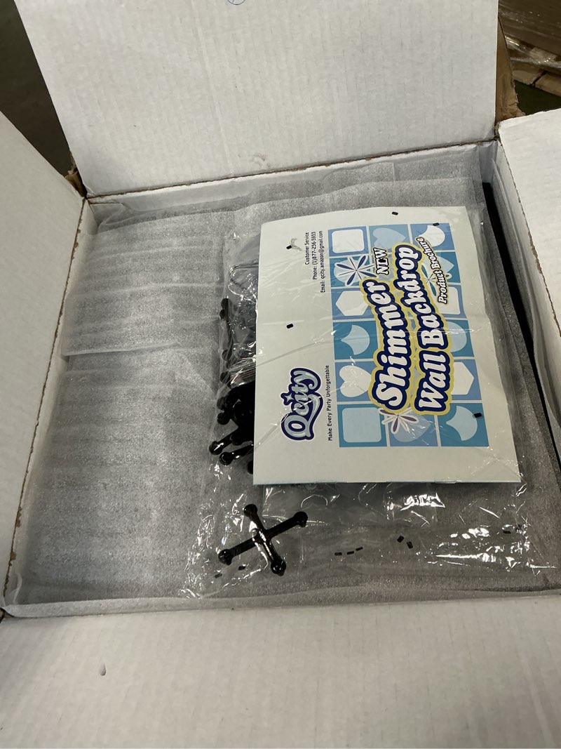 Condition photo showing Good Condition for Qcity Black Shimmer Wall Backdrop 48PCS, Black Back Not See-Through Design, Square Sequin Glitter Backdrop Panel, Perfect for Outdoor Events, Birthdays, Wedding and Party Decoration 48PCS Black