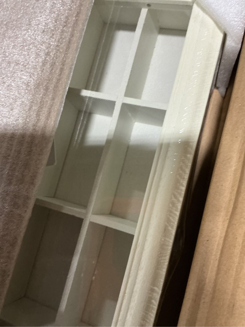 Condition photo showing Good Condition for ILOT Shot Glass Display Cabinet Solid Wood - Large Display Case for Collectibles | Man Cave Accessories | UV Protection Acrylic Door | Wall Mounted Black Shadow Box | 28 Divided Slots | 18" x 16"