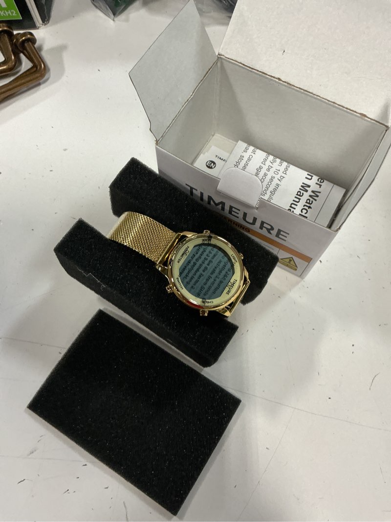 Condition photo showing Good Condition for women's step counter pedometer watch with stainless steel bracelet, stylish design, no app, no charging needed for step, calorie, distance, alarm, countdown timer?tu-2401 non-crystal gold