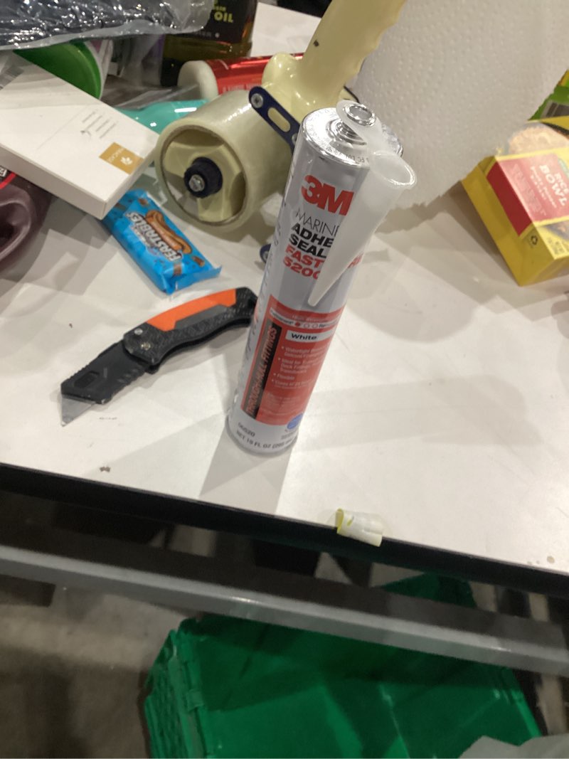 Condition photo showing New/Like New for 3M Marine Adhesive Sealant Fast Cure 5200 (06520) Permanent Bonding and Sealing for Boats and RVs Above and Below the Waterline Waterproof Repair, White, 10 fl oz Cartridge 10 fl.oz cartridge 5200FC Adhesive Sealant