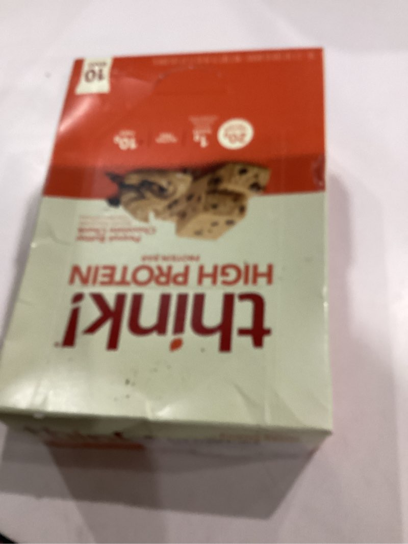 Condition photo showing New/Like New for think! Protein Bars, High Protein Snacks, Gluten Free, High Fiber, Peanut Butter Chocolate Chunk, 10 Count Peanut Butter Chocolate Chunk 10 Count (Pack of 1)