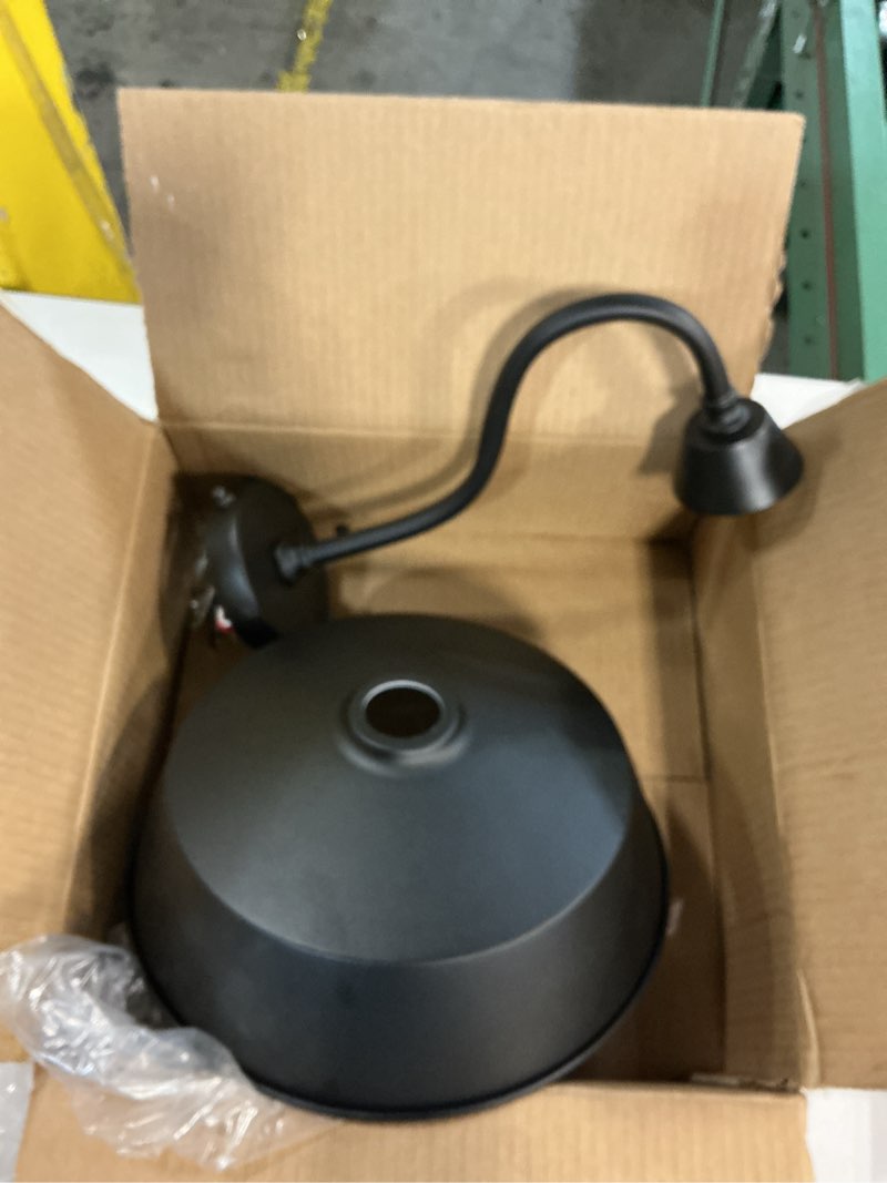 Condition photo showing Good Condition for Gooseneck Barn-Lights Outdoor Fixture - 12.6 inch Farm Style Black Large Lighting Farmhouse Exterior Sconce Wall Light for House, Dusk to Dawn Sensor Front Door Porch Garage (12.6 inch)
