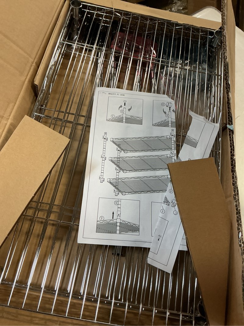 Condition photo showing Good Condition for HealSmart 3-Tier Heavy Duty Storage Shelving Unit,Chrome,24.02" D x 13.78" W x 21.97" H inch, 1 Pack