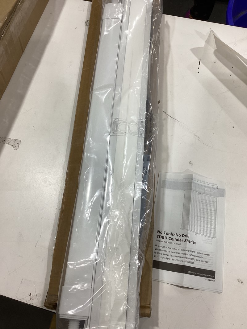 Condition photo showing Good Condition for No Tools No Drill Top Down Bottom Up Cellular Shades for Windows, 1" Blackout Fabric, Cordless Honeycomb Blinds for Indoor Window, Thermal Insulated Noise Reduction, Custom Size, Grey