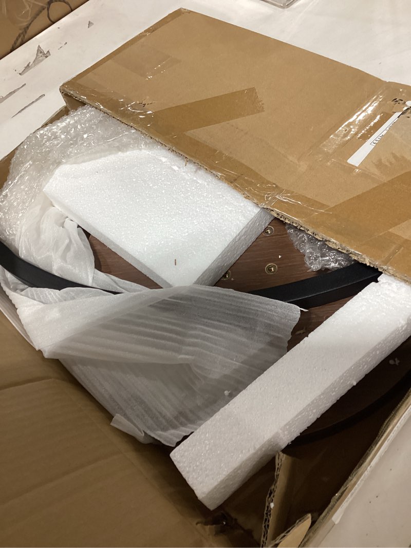 Condition photo showing As Is for Round Side Table, C Shaped End Table for Couch, Sofa and Bed, Mid Century Modern Small Bedside Table Nightstand for Living Room, Bedroom, Corners and Office(Walnut)