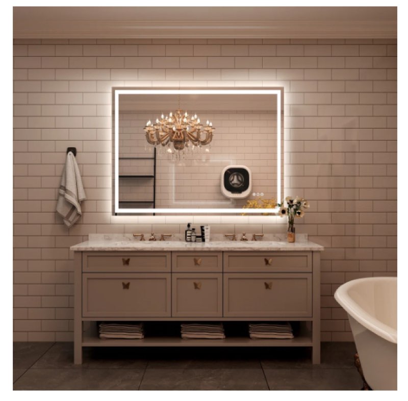 molly frameless led front light and backlit 3 colors dimmable anti-fog wall bathroom vanity mirror 30”x36” 