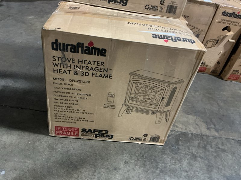 Condition photo showing Good Condition for duraflame  stove heater  with infragent™™ heat & 3d flame  model: dfi-7212-01  finish: black