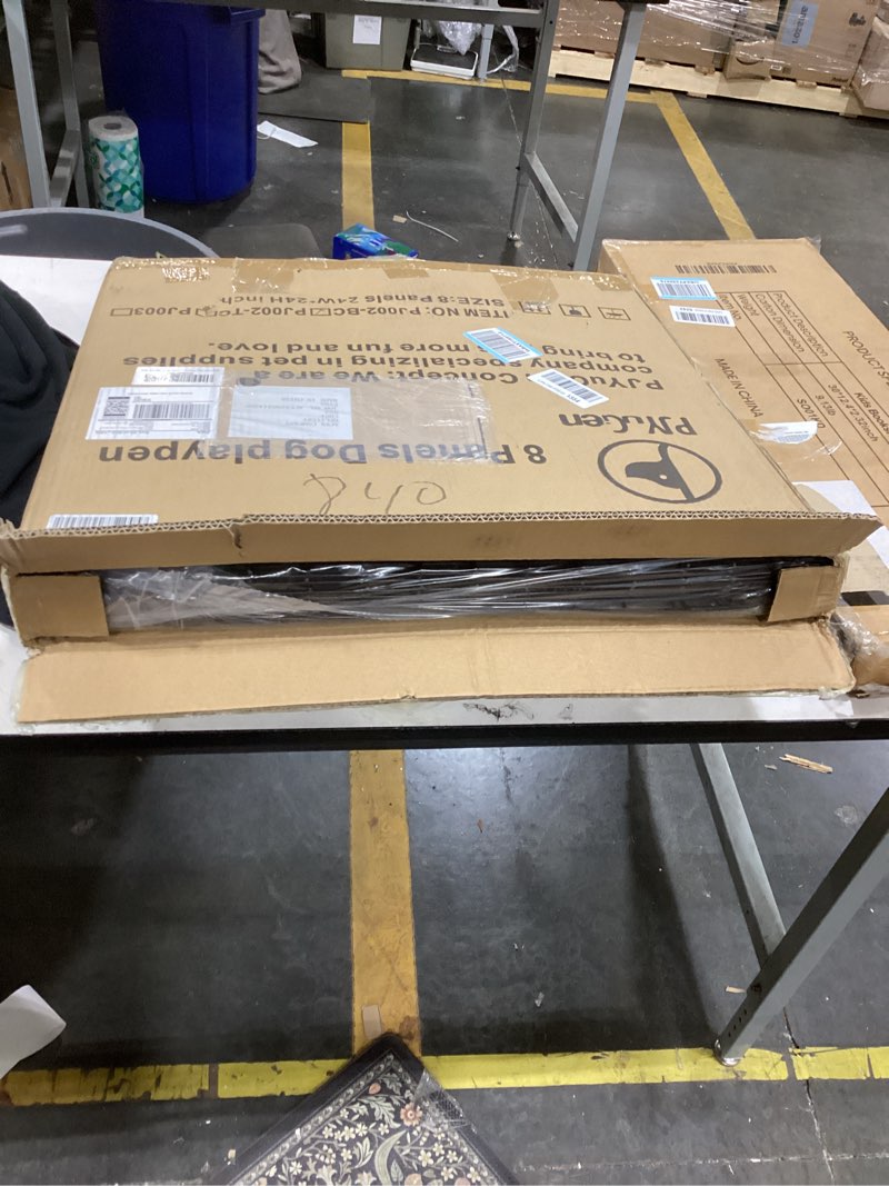 Condition photo showing Good Condition for pjyucien dog playpen - metal foldable dog exercise pen, pet fence puppy crate kennel indoor outdoor with 8 panels 24”h & bottom pad for small medium pets
