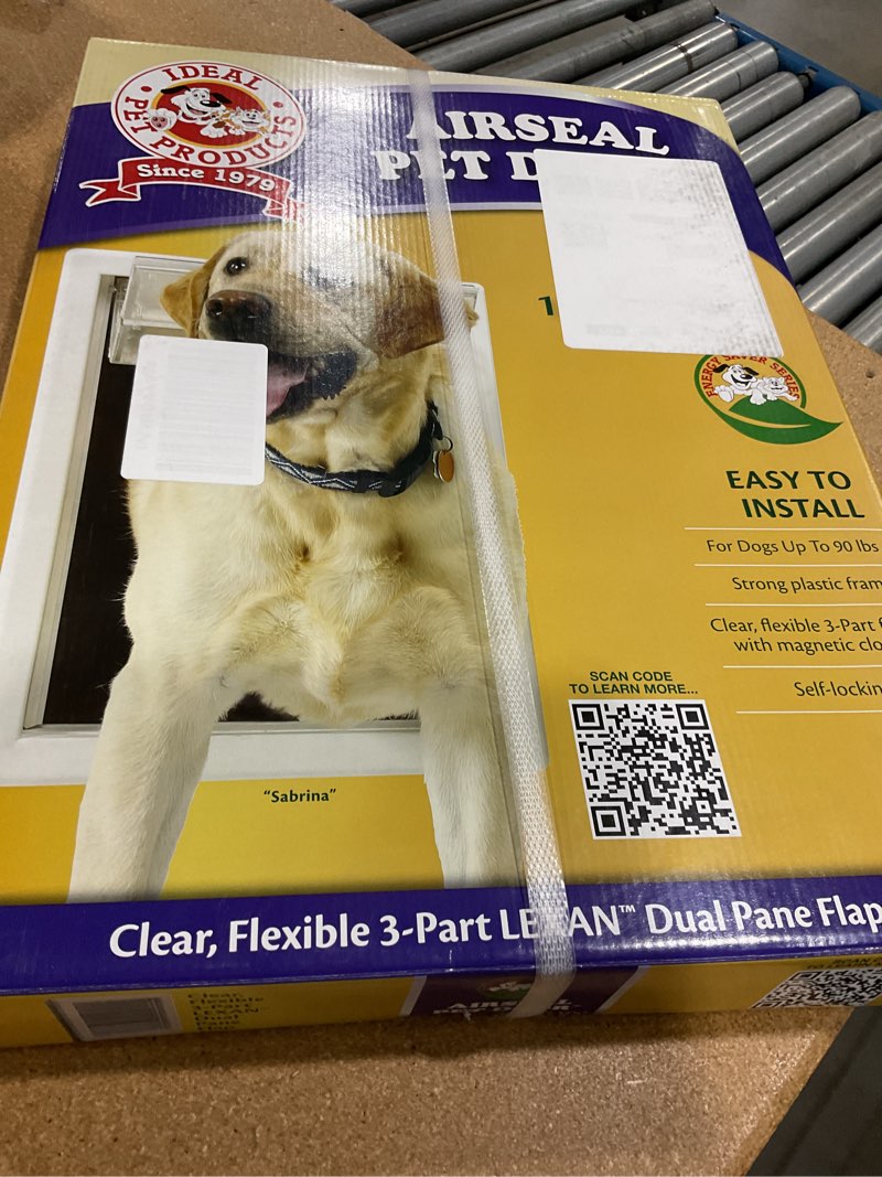Condition photo showing New/Like New for ideal pet products air seal pet door with telescoping frame, large, 10.25" x 15.75" flap size large - 10.25" x 15.75" flap size