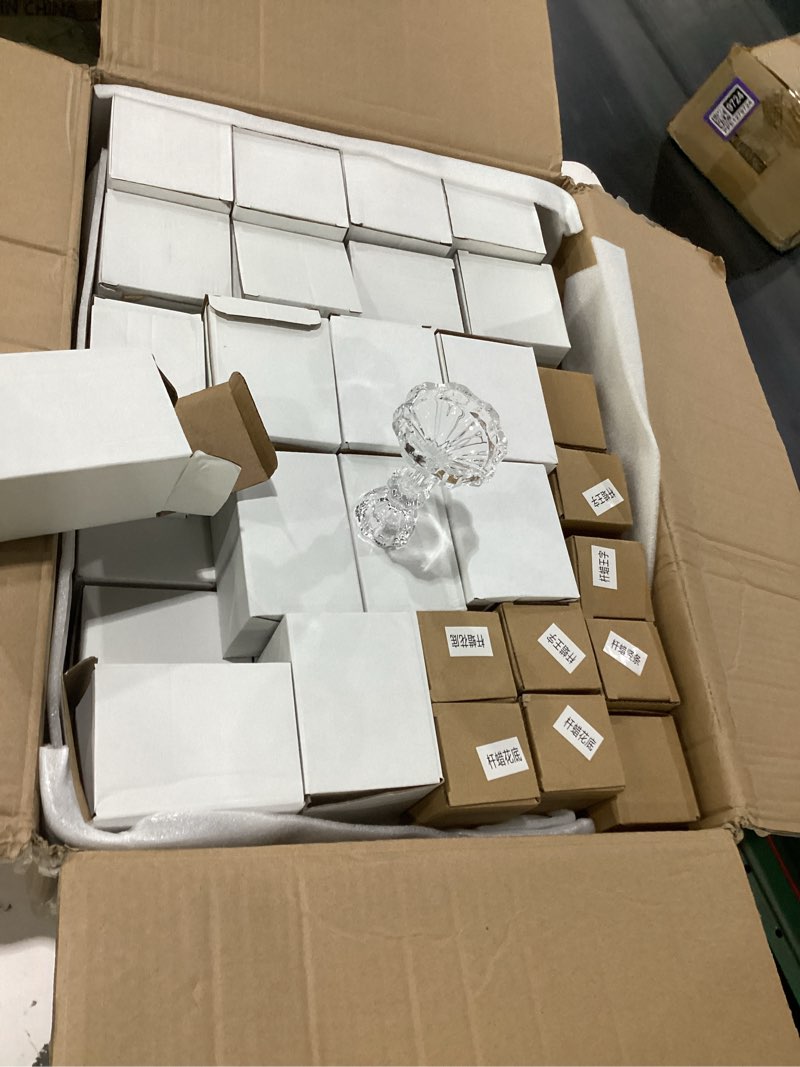 Condition photo showing New/Like New for Mumufy 40 Pcs Glass Crystal Taper Candle Holders Clear Glass Candlestick Holder Fit 0.8 Inch Candles Crystal Decorative Candle Stand Centerpiece Table Wedding Dining Party (Classic,Clear) Classic Clear 40