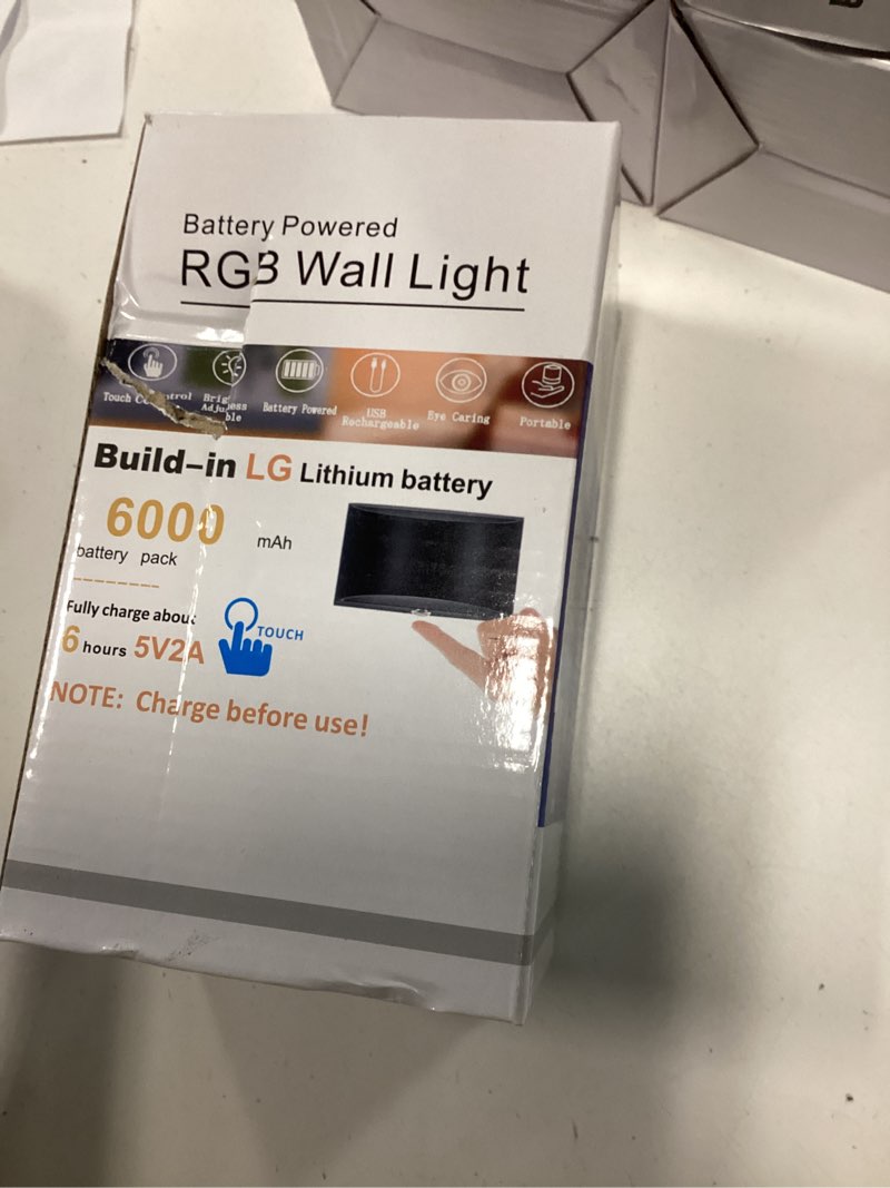 Condition photo showing New/Like New for battery operated wall sconce with remote 16 colors rgb dimmable wall light rechargeable wireless magnetic cordless led wall lamp indoor for bedroom bathroom hallway black black1