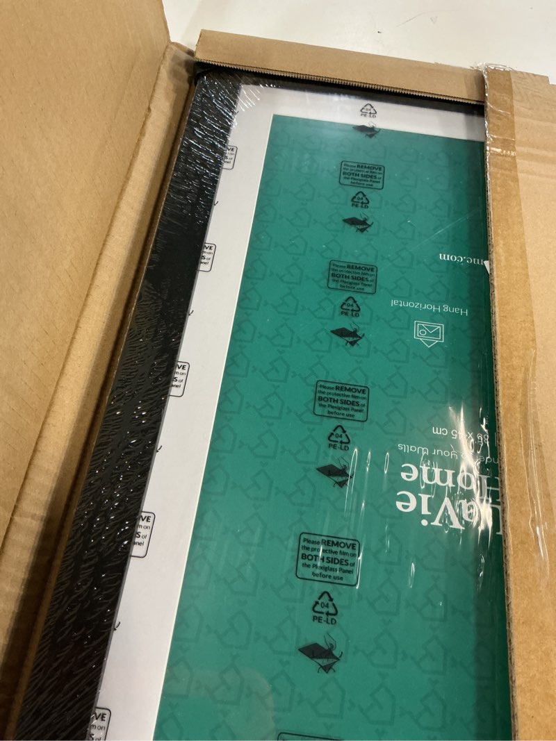 Condition photo showing Good Condition for lavie home 14x18 picture frame black poster frame,display pictures 12x16 with mat or 14x18 without mat, stable and sturdy frame and polished plexiglass, horizontal and vertical format of the walls 14x18 black