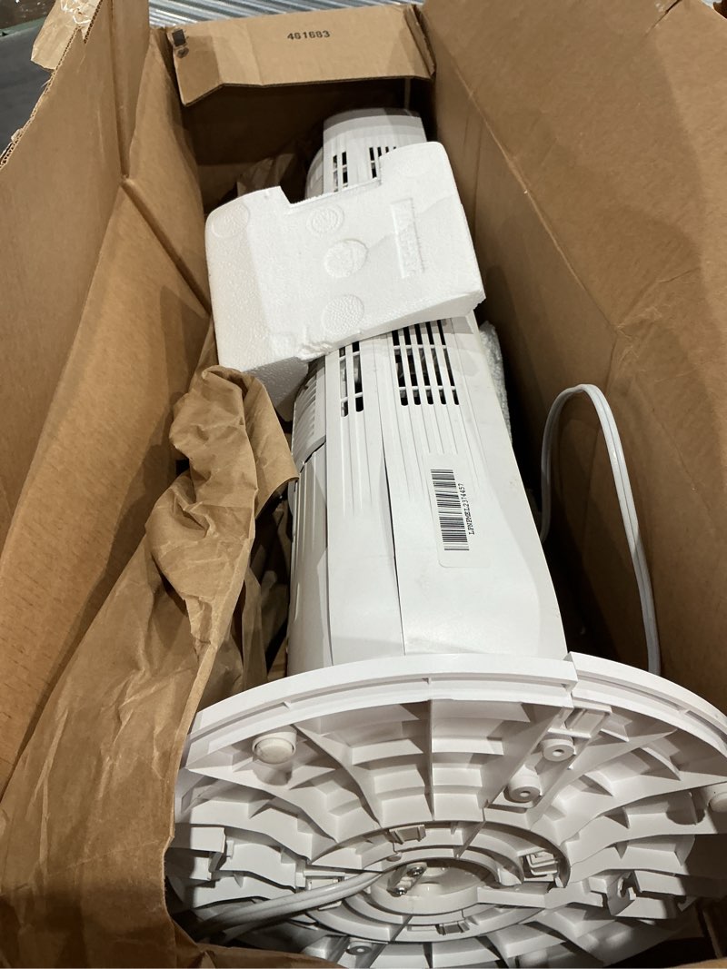 Condition photo showing As Is for dreo tower fan for bedroom, 25ft/s velocity quiet floor fan, 90° oscillating fans for indoors with 4 speeds, 4 modes, 8h timer, standing fans, bladeless fan, white (dr-htf007)