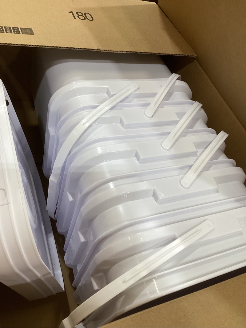 Condition photo showing Good Condition for Mumufy 5 Pcs 3.5 Gallon Square Food Grade Bucket Square Bucket with Lid Food Square Grade Bucket Pail with Plastic Handle and Lid Square Buckets for Storing Dry Food Charcoal Camping Fishing (White)