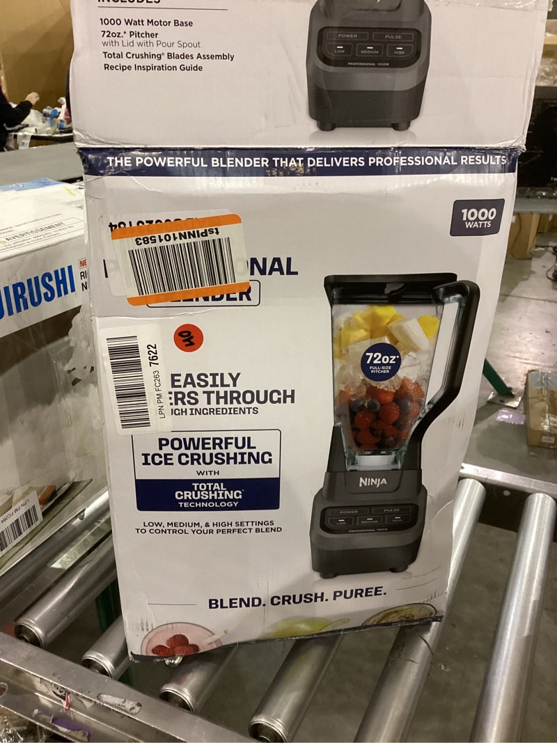 Condition photo showing As Is for Ninja Professional Blender 1000W, Total Crushing Technology- Smoothies, Ice Crushing & Frozen Fruit, Full-Size Countertop Blender, 72-oz. Pitcher, Black & Grey, BL610 Generation 2 (1000 Watts)