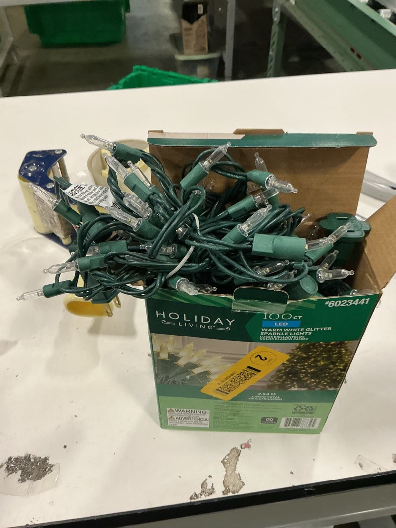Condition photo showing Good Condition for Christmas Lights 100 Count Clear White Wire UL Certified Connectable Warm White String Lights for Christmas Tree,Garland,Home,Patio, Wedding,Party,Festival Decor Warm White 100 Count 21Ft