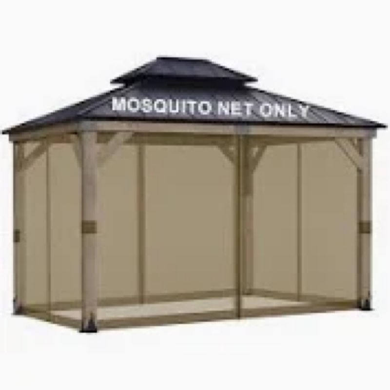 Covered Outdoor Gazebo Mosquito Netting Replacement Universal 4-Panel Sidewalls 12' x 16', Outdoor G
