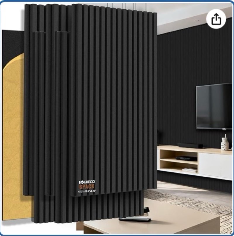 evereco 6 pack acoustic panels dual-layer thickened-47.2"x23.6"x0.72" soundproof panels for wall sel