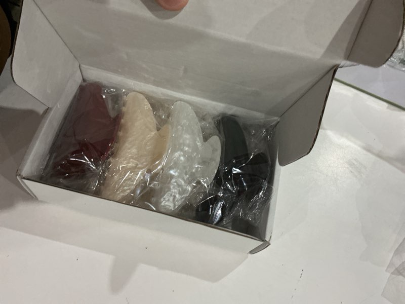 Condition photo showing New/Like New for 4 pack 4.2 inch large acrylic claw clips, strong hold hair claw cute hair clips barrettes for thick thin hair black, burgundy, white, champagne