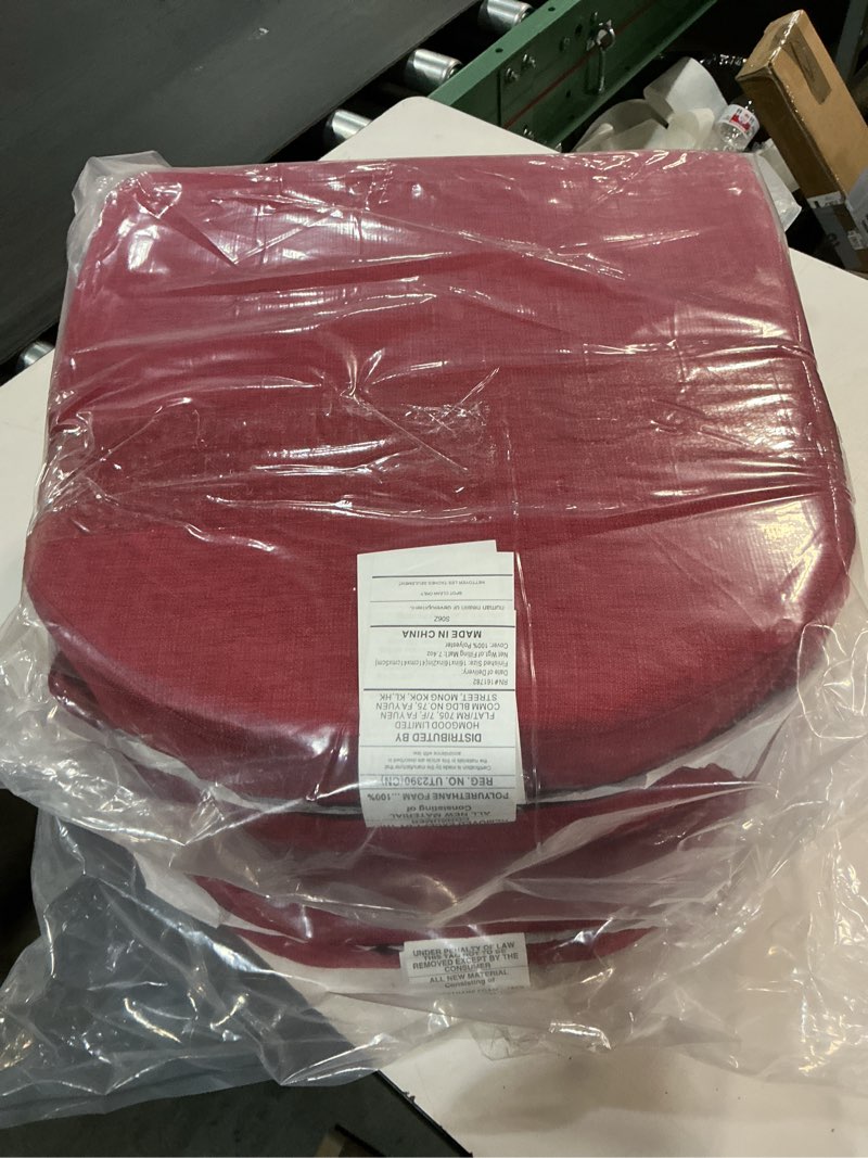 Condition photo showing Good Condition for downluxe Indoor Chair Cushions for Dining Chairs, Soft and Comfortable Textured Foam Kitchen Chair Pads with Ties and Non-Slip Backing, 16" x 16" x 2", Red, 4 Pack Red 4 Count (Pack of 1)