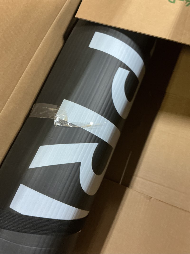 Condition photo showing As Is for Amazon Basics 1/2 Inch Extra Thick Exercise Yoga Mat with Carrying Strap, Cushioned Support, for Fitness and Gym Workouts Black