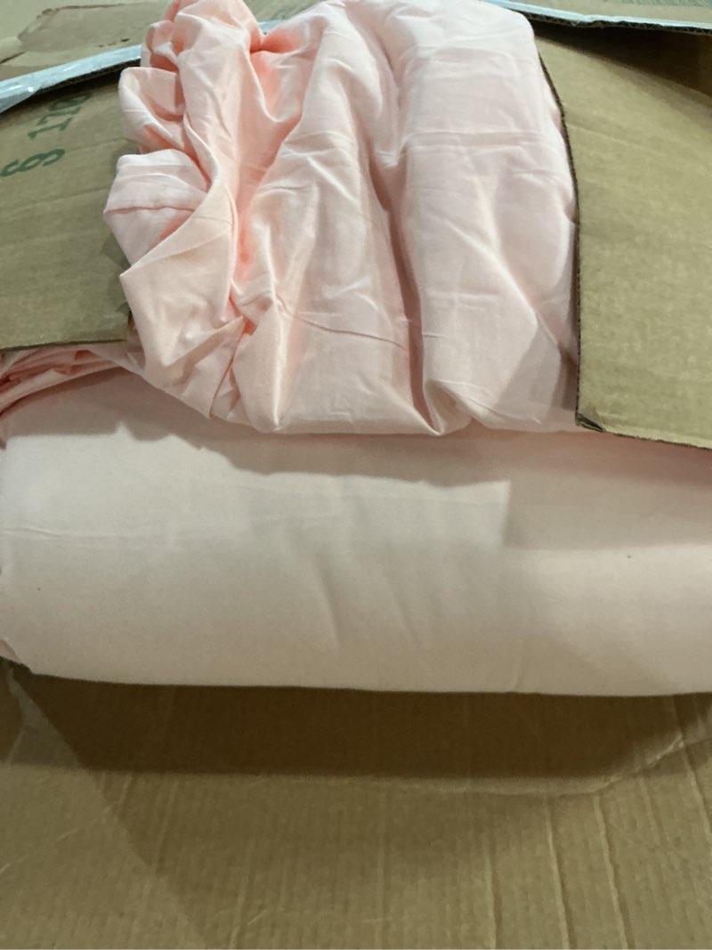 Condition photo showing As Is for cozylux king size comforter set blush pink, 7 pieces pintuck bed in a bag pink comforter king size, pinch pleat bedding set with all season comforter, sheets, pillowcases & shams blush pink king