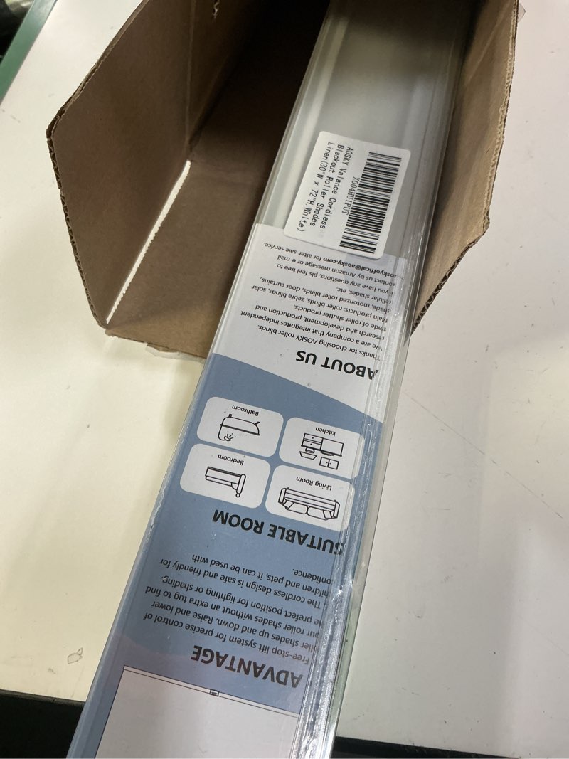 Condition photo showing Good Condition for aosky linen roller blinds shades for indoor windows pull down cordless blackout black out window shade 30 inch blinds for home white 30"w x 72"h white?aluminum cover?