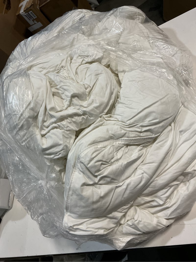 Condition photo showing As Is for quince premium down alternative comforter, king/cal king, white