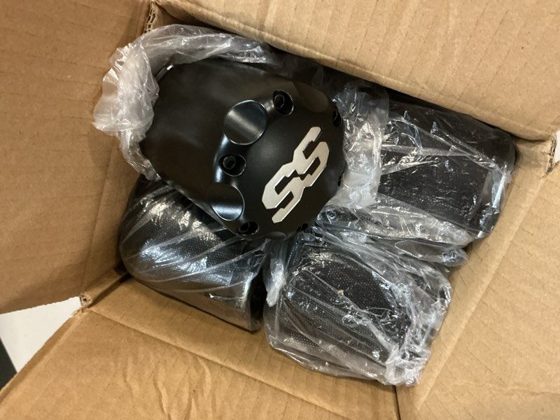 Condition photo showing New/Like New for drive up golf cart ss center caps, golf cart itp ss wheel center hub cap for club car ezgo yamaha models wheel, 4 packs black