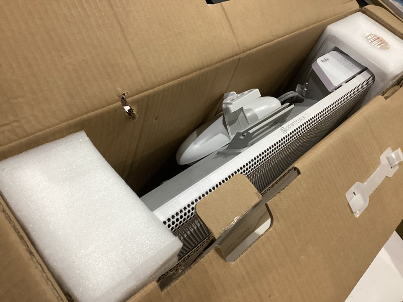 Condition photo showing As Is for ballu convection panel space heater for large room,1500w electric heater with programmable thermostat,wifi app control,standing or wall mount,smart quiet heater for indoor use,works with alexa,white standard white