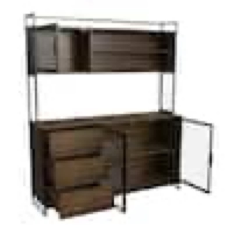 Brown Food Pantry Buffet Sideboard Pantry Cabinet with Metal Mesh Doors, 3-Drawers, Shelves For Kitchen Dinning Room