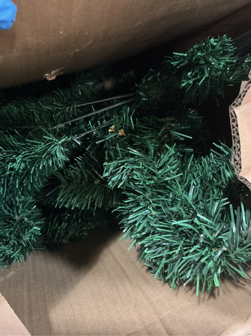 Condition photo showing As Is for KTKDE 5ft Artificial Christmas Tree, Premium Spruce Artificial Holiday Christmas Tree for Home, Office,Party Decoration w/560 Branch Tips1pcs Tree top Star 1 Set Led Battery Box String Lights Green 5ft