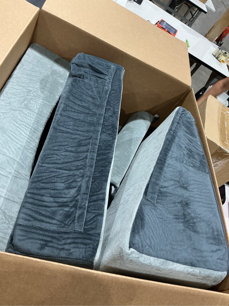 Condition photo showing Good Condition for ahpmeoa 6 pcs wedge pillow set for after surgery, back pillow for bed sitting up, 10-in-1 foam wedge pillow for acid reflux & back pain relief, post surgery pillow for gerd & snoring, plush grey plush grey 3pcs