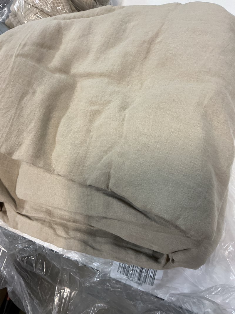 Condition photo showing As Is for european linen duvet cover set, king/cal king, toffee