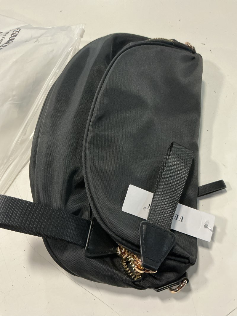 Condition photo showing New/Like New for feiboon spacious nylon crossbody bag bum bag handbags wallets purses trendy shoulder bag for women black