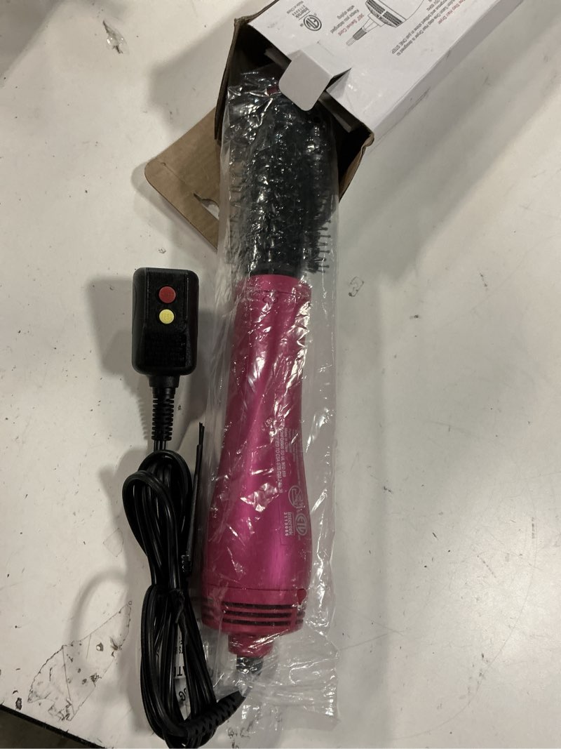 Condition photo showing As Is for Aima Beauty One Step Hair Dryer & Volumizing Hot Air Brush, Ceramic Straightener Brush, Curler & Hot Comb 4 in 1 Salon Ionic Hair Brush, Rose Pink Round Brush - 1.26inch/32mm - Rose Pink