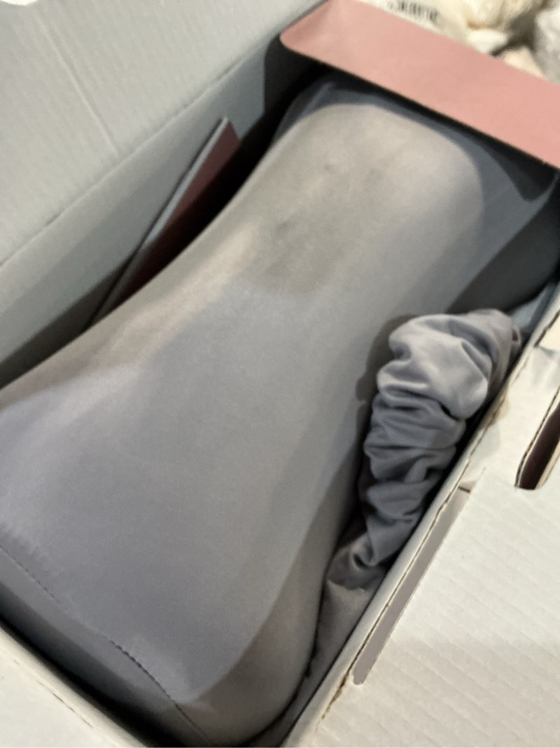 Condition photo showing Good Condition for momcozy knee pillow for side sleepers, soft memory foam & pinch-free design, relieve knee, leg and sciatica pain, adjustable elastic strap ideal for pregnant women and seniors, cooling cover, gray