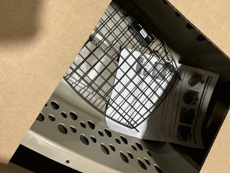 Condition photo showing Good Condition for petmate vari dog kennel portable carriers & crates for smaller dogs or puppies and pets 10 to 20 lbs, airline-friendly plastic pet carrier home and travel, 24" long, taupe & black, 24” x 16.7” x 14.5” 24.0"l x 16.7"w x 14.5"h kennel only