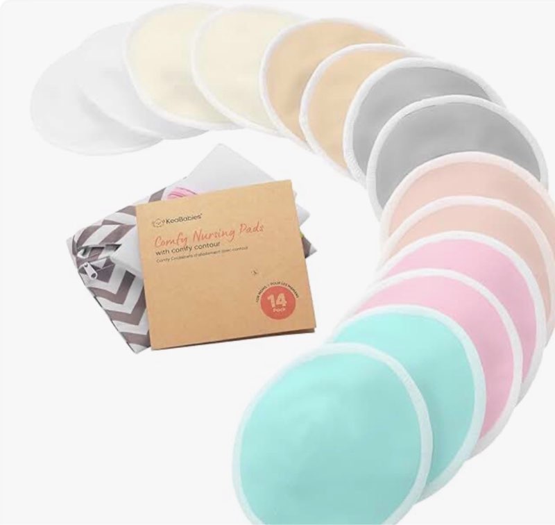organic nursing pads - 14 washable breast pads for breastfeeding, wash bag, viscose derived from bam
