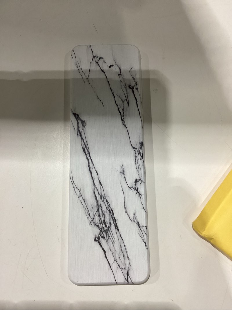 Condition photo showing New/Like New for water absorbing diatomite stone, decorative marbling hand soap holder, coasters used for kitchen, bathroom & countertop, quick drying and anti-moisture tray, rectangle 8*2.7inch (grey mabling)