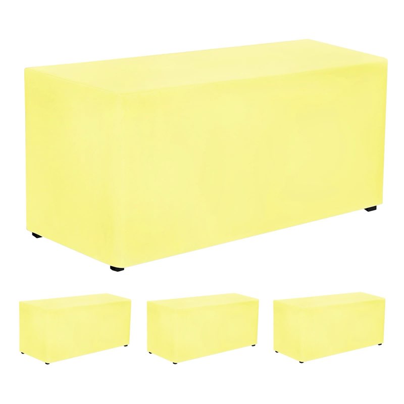 ploymono fitted tablecloths 4 pack, floor length table covers for 6 ft rectangle table, (72x30 inch)
