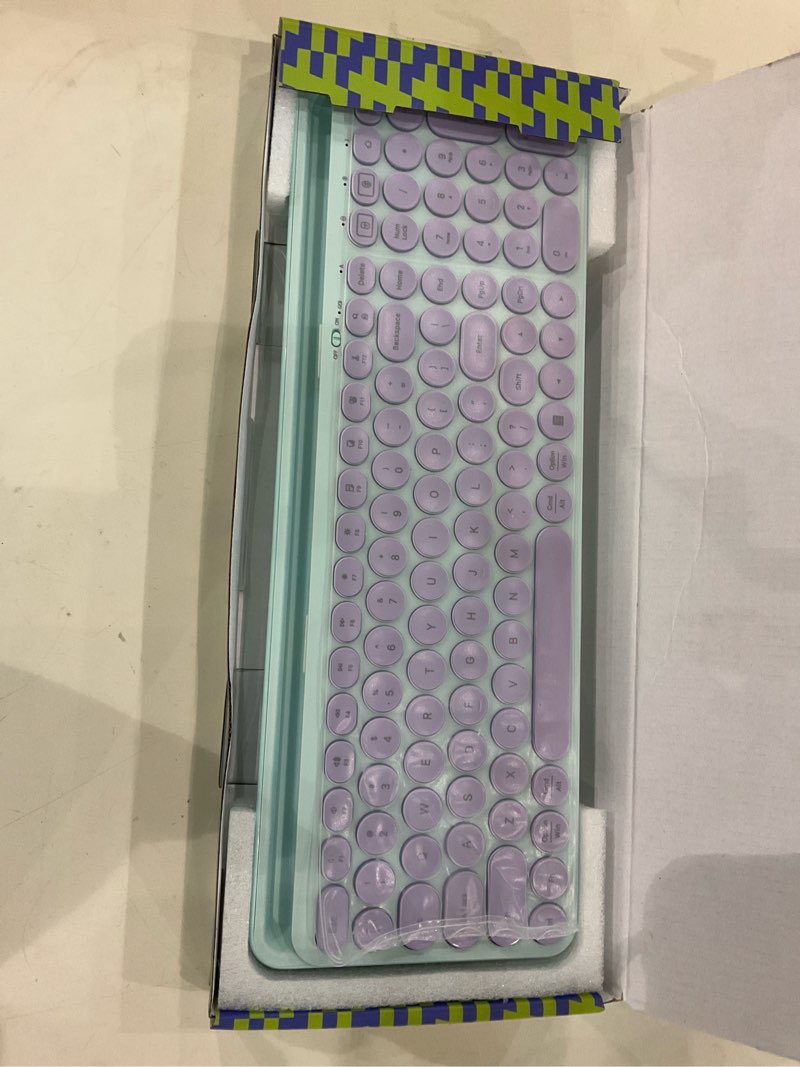 Condition photo showing New/Like New for seenda Bluetooth Keyboard for iPad, 2.4G + Bluetooth Multi-Device Typewriter Keyboard with Number Pad, Tablet Holder for iPad Tablet, Andriod Phone, MacBook/Windows PC Desktop, Barbie Purple Purple + Mint green