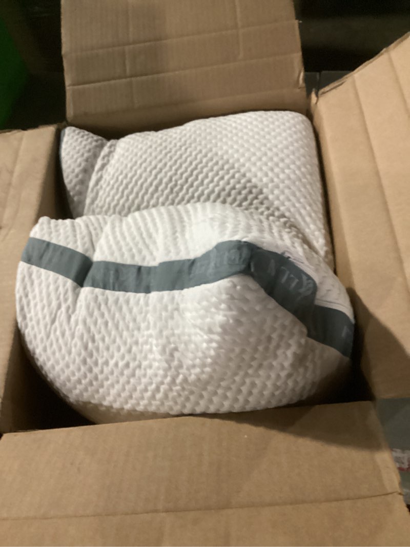 Condition photo showing As Is for Eli & Elm | Best Ergonomic Side Sleeper Pillow for Neck Pain. Supportive Cooling Latex Fill with Luxury Breathable Cover. U-Shape Contoured Design. Queen Size Bed Pillow. (Pillow & Pillow Case) Pillow & Pillow Case Latex