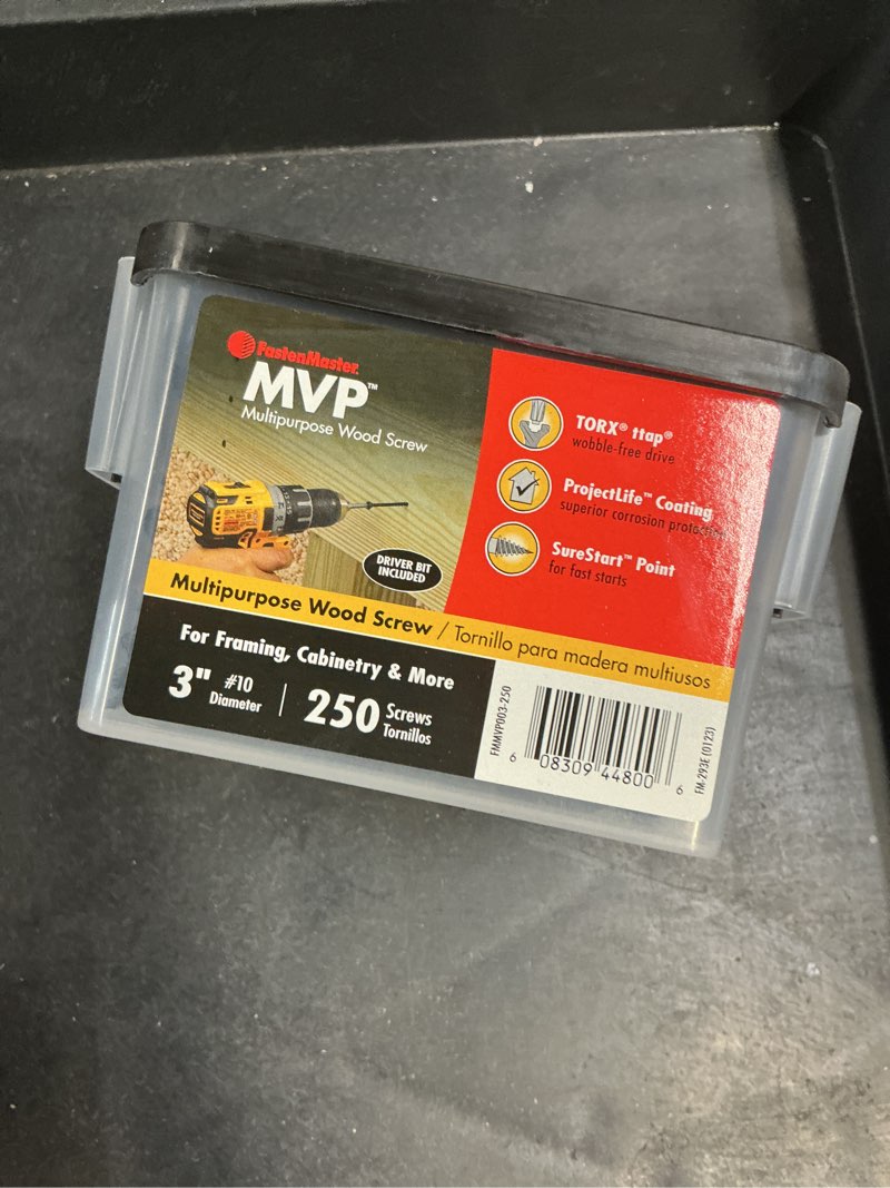 Condition photo showing Good Condition for fastenmaster #10 x 3 in. torx ttap drive suresink flat head mvp multipurpose wood screw (250 pack)